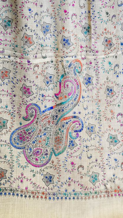 Handcrafted Sozni Embroidered Pashmina Shawl