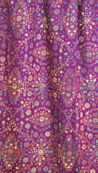 Handcrafted Magenta Pure Pashmina Shawl with Intricate Sui Embroidery