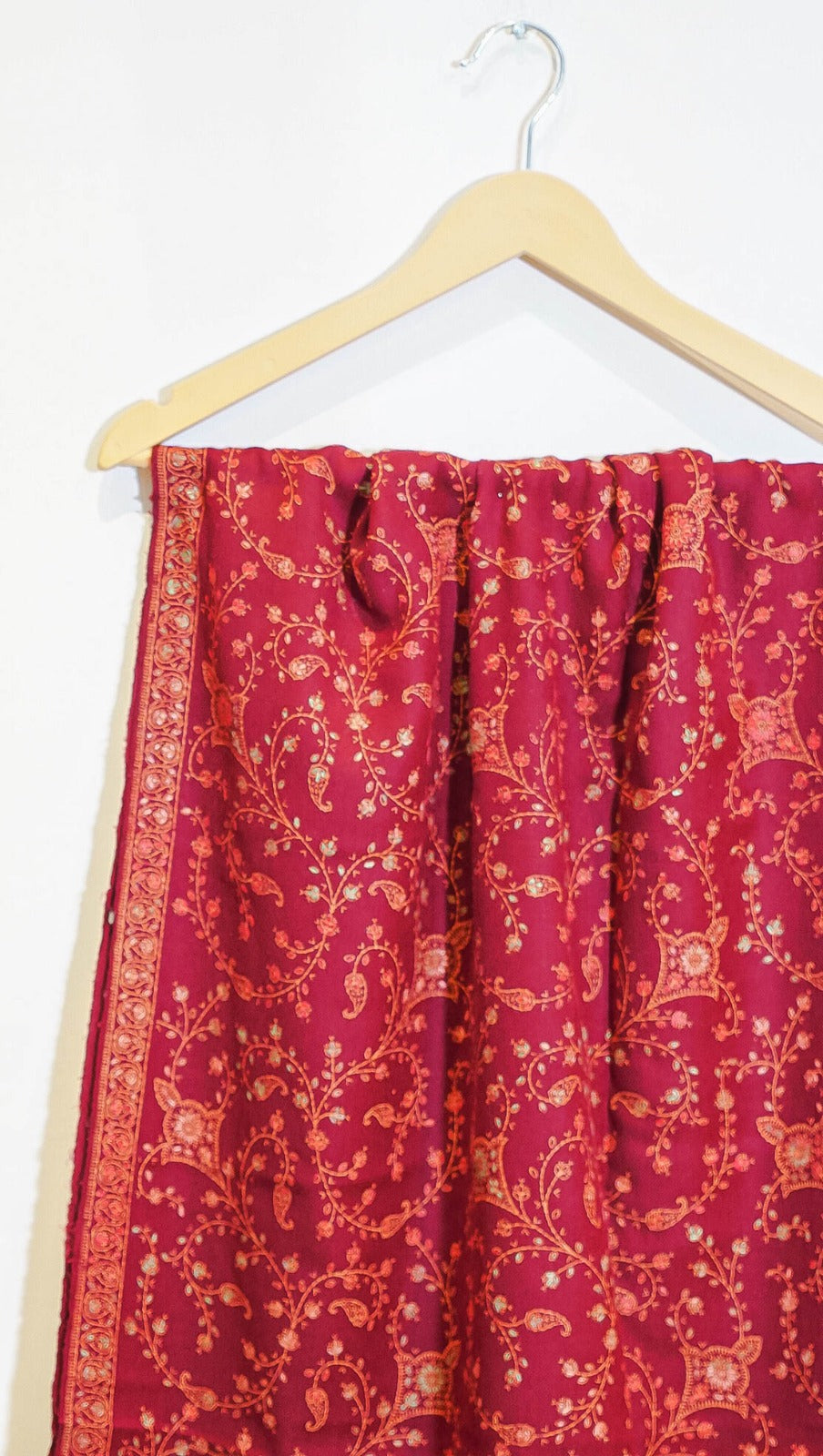 Regal Maroon Sozni Embroidered Pure Pashmina Shawl