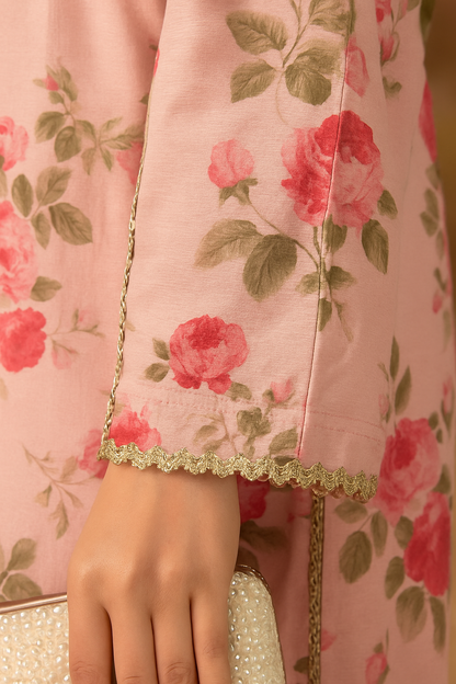 Floral hand-embroidered gota necklind