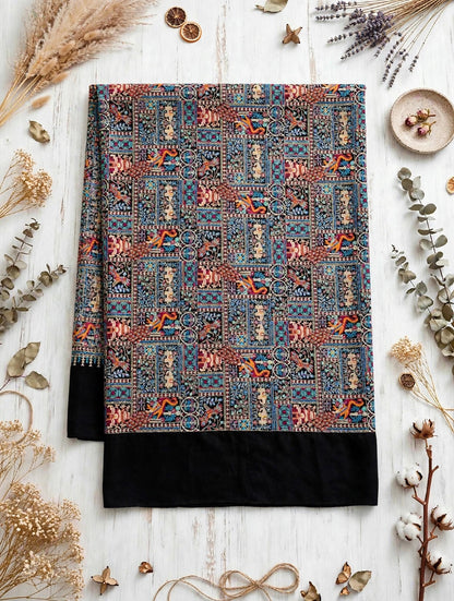 Noir Heritage - Handmade Kani Pashmina Shawl | Black Mughal
