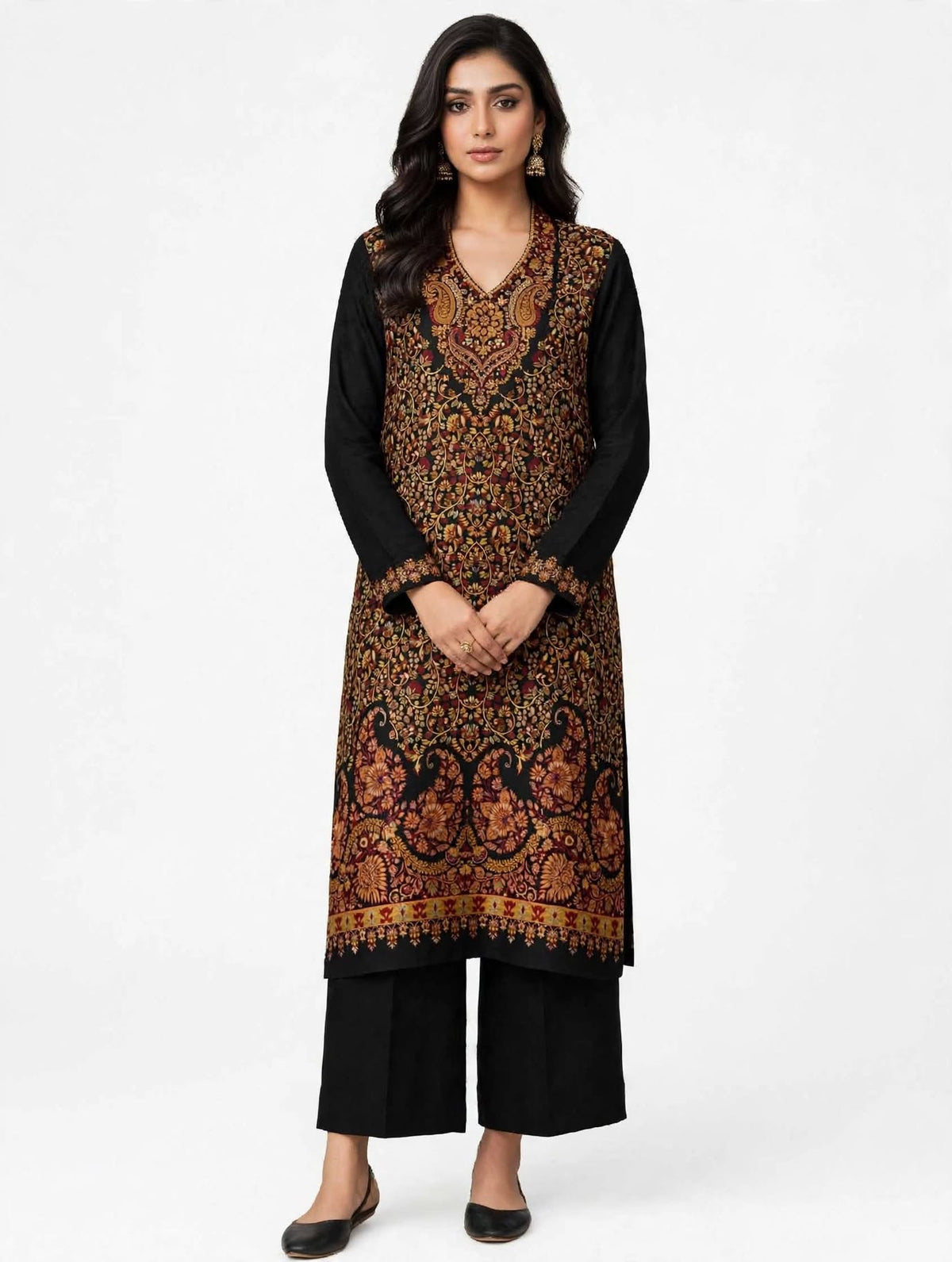 Raat Ki Rani Black Royal Kani Pashmina 3-Piece Suit