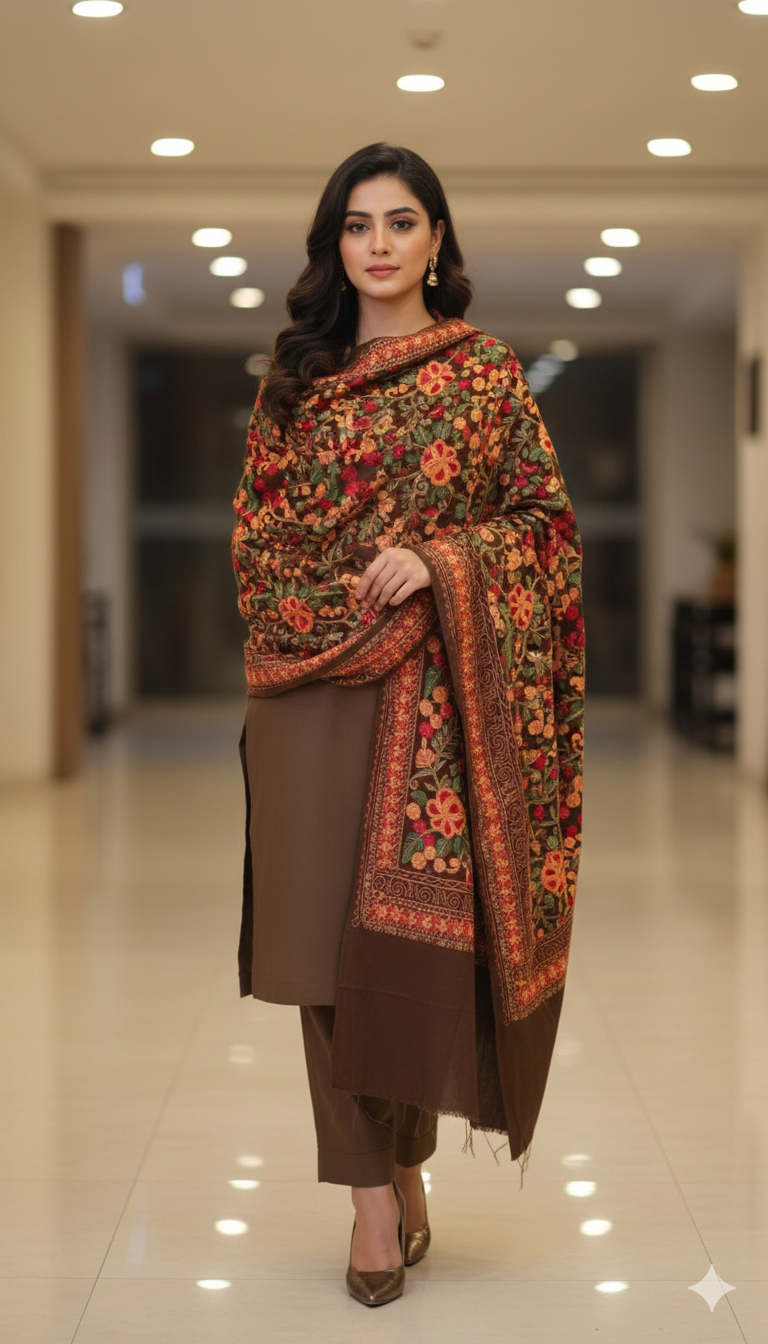 Luxury Embroidered Pashmina Shawl