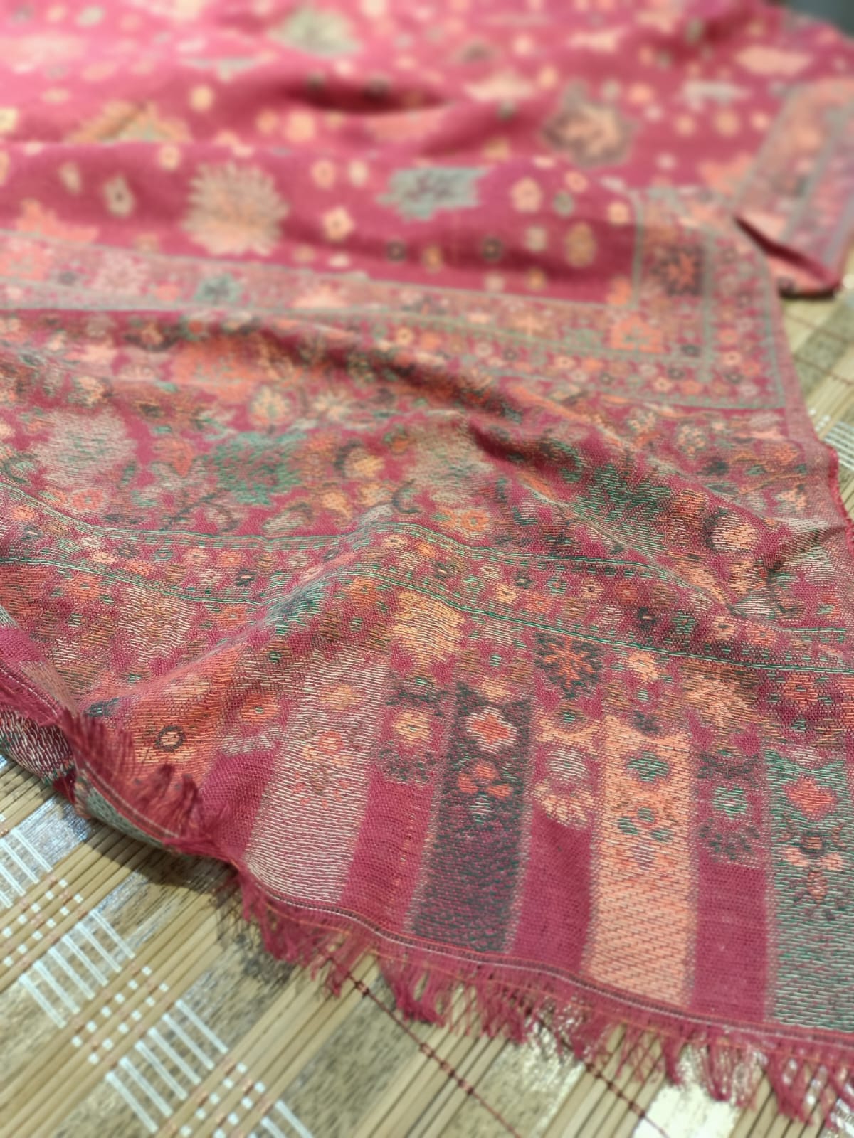 Pink Kani Pashmina Shawl – Floral Heritage Weave