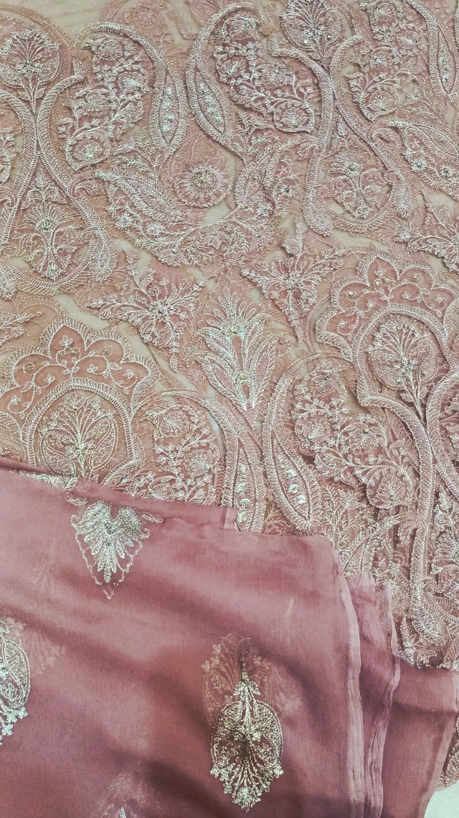 Dusty Pink Paisley Embroidered