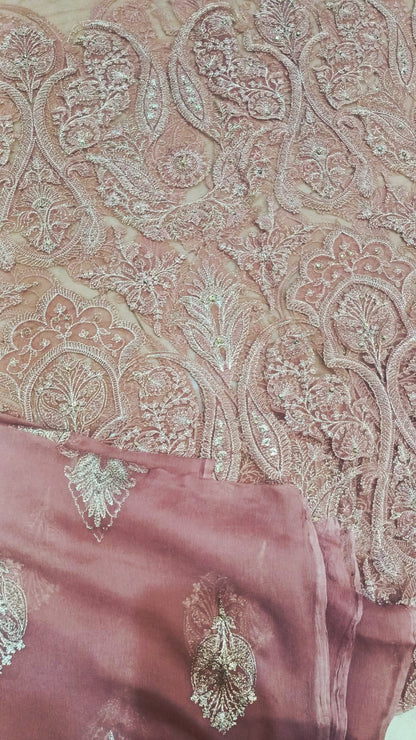 Dusty Pink Paisley Embroidered
