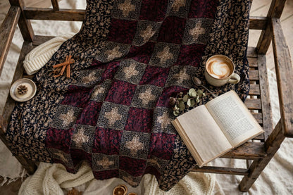 Navy Blue Burgundy Checkered Pashmina Shawl