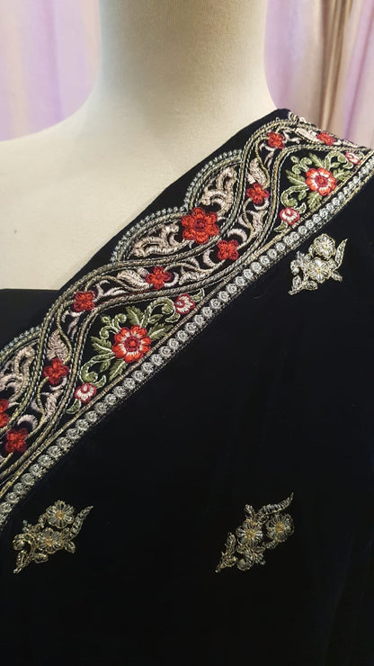 Velvet embroidered shawl