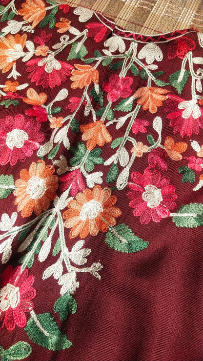 Aari Embroidered Pashmina Kaftan Cape