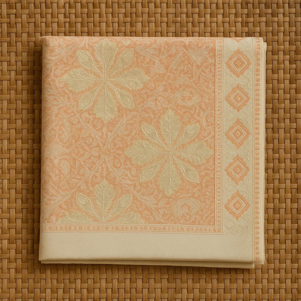 Luxury Pashmina Shawl with Aari Embroidery – Peach & Golden Elegance