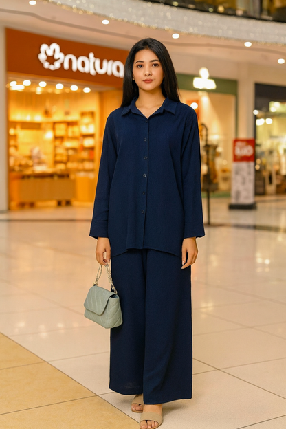 Navy Blue Grip Fabric Coord Suit