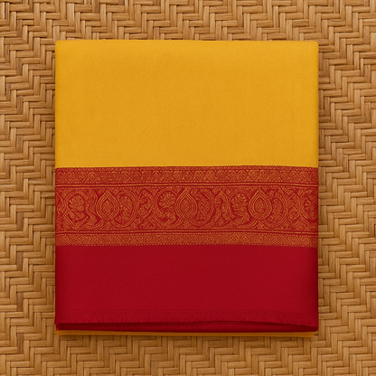 Mustard Yellow Pashmina Shawl with Maroon Jacquard Border