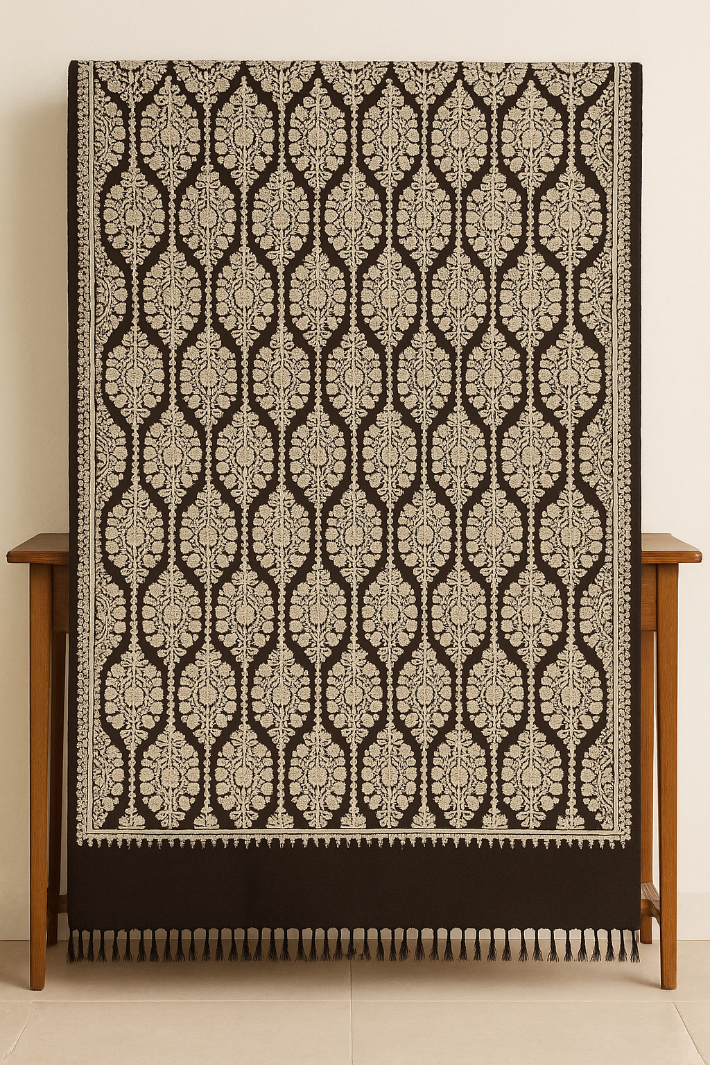 Elegant Black Pashmina Aari Embroidered Shawl