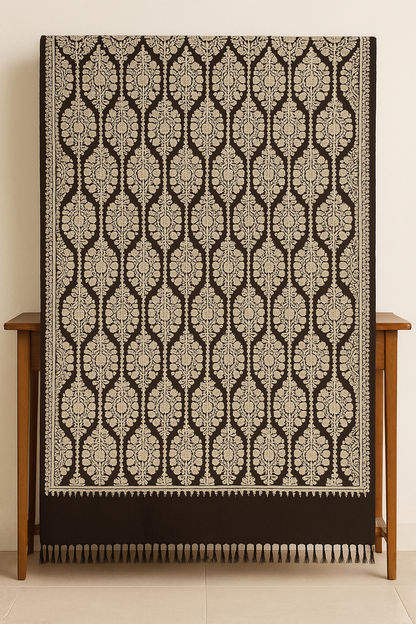 Elegant Black Pashmina Aari Embroidered Shawl