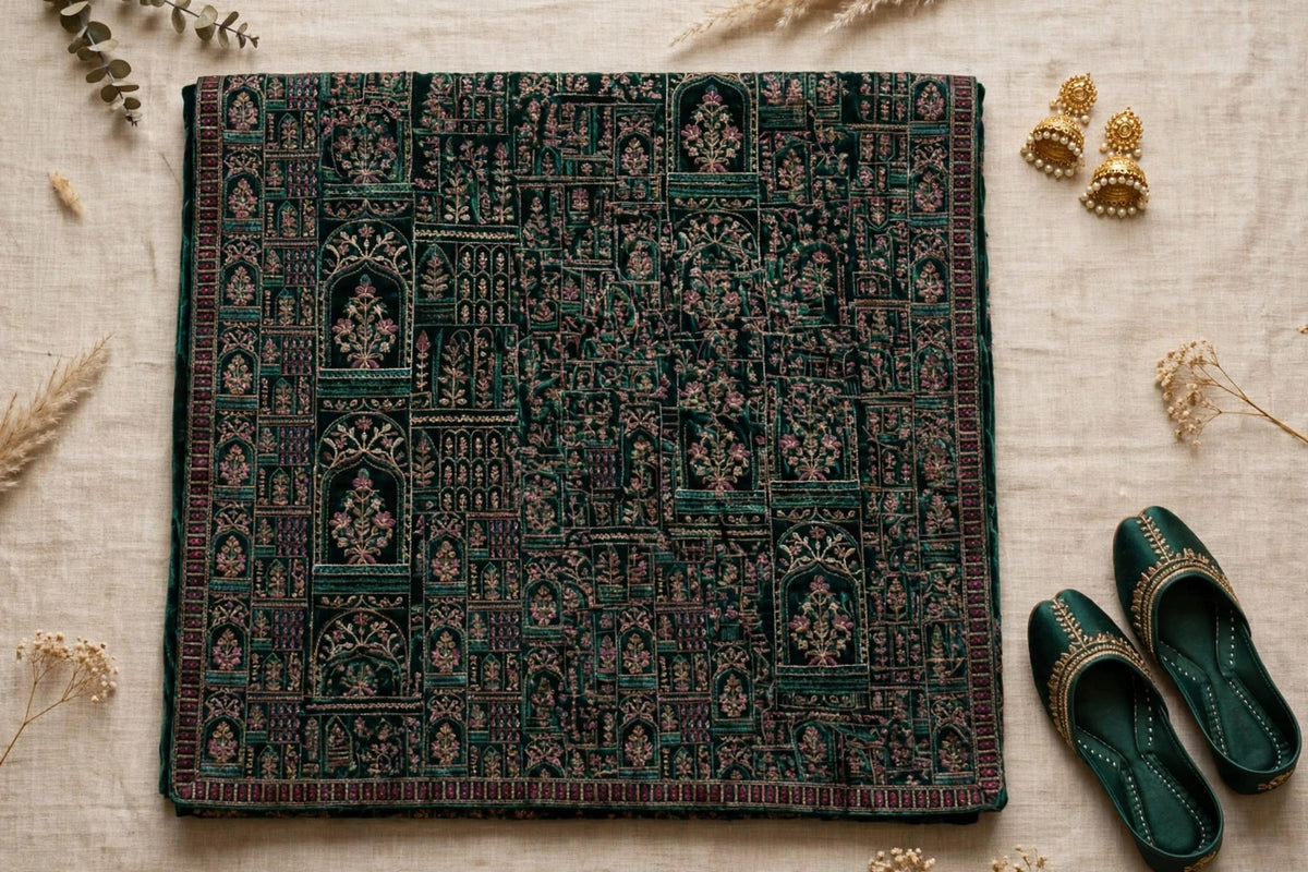 Regal Elegance in Emerald The Signature Velvet Shawl