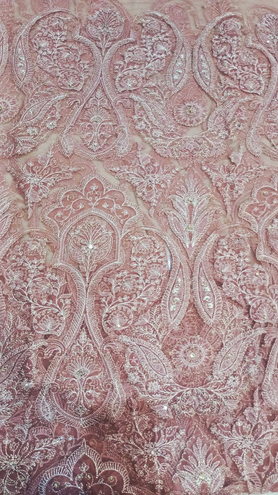 Dusty Pink Paisley Embroidered