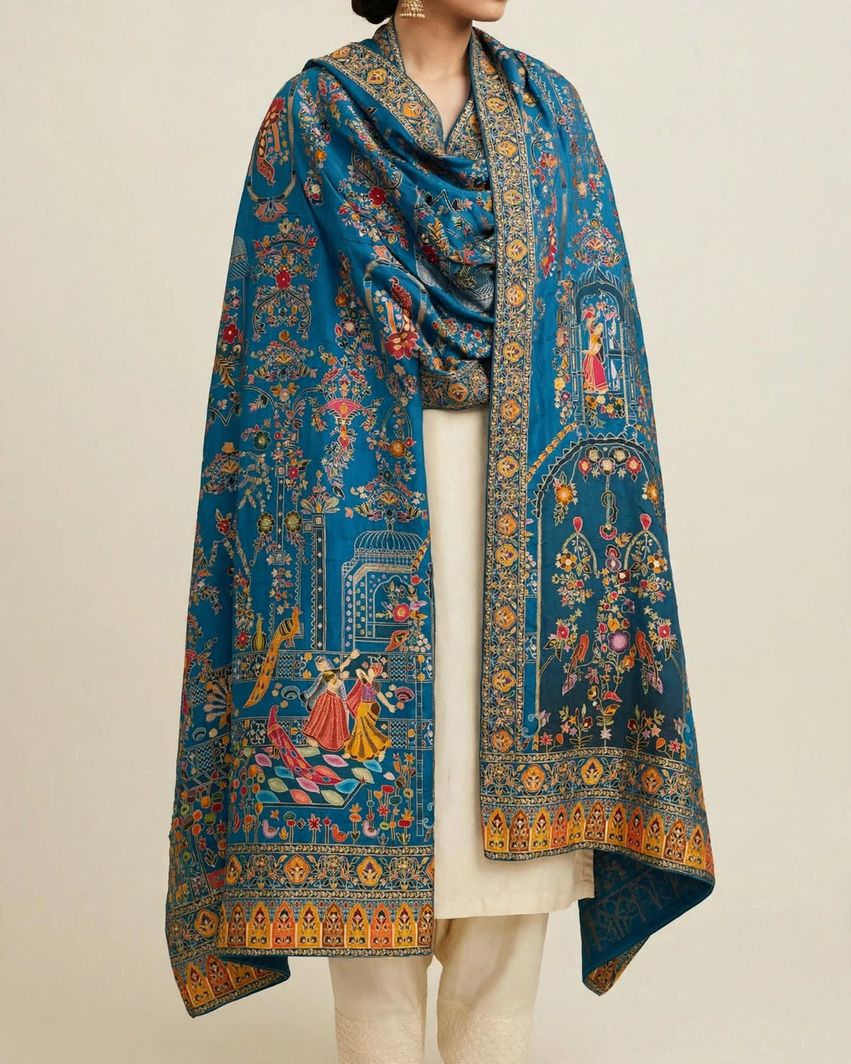 The Mughal Darbar - Royal Ferozi Minakari Jama Shawl