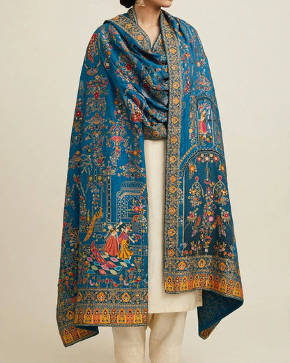 The Mughal Darbar - Royal Ferozi Minakari Jama Shawl