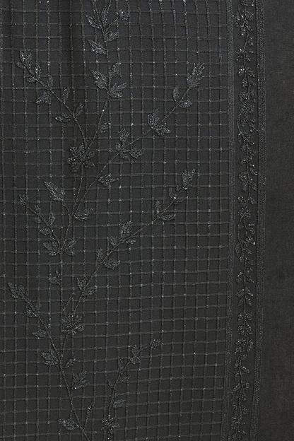“Blackish Grey Lawn Dupatta with Stone & Thread Embroidery”