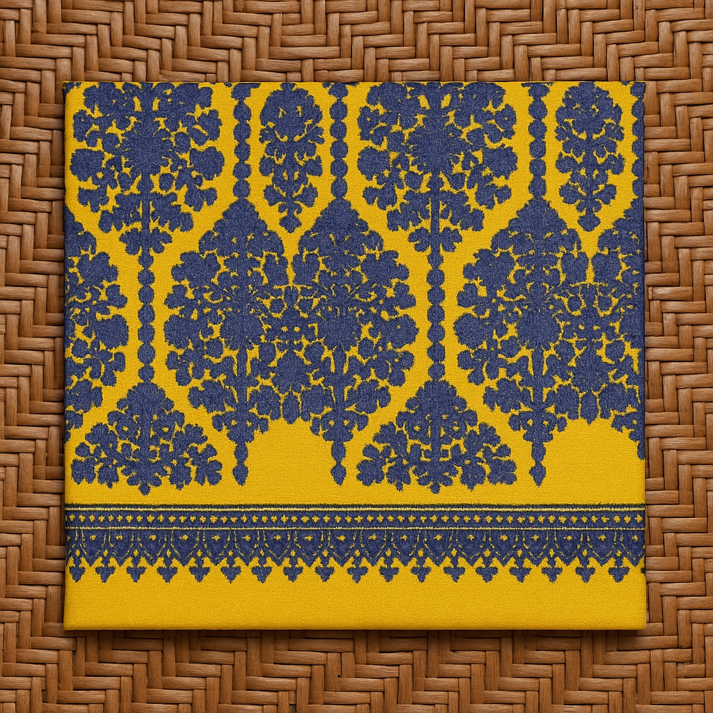 Mustard & Navy Blue Pashmina Aari Embroidered Shawl