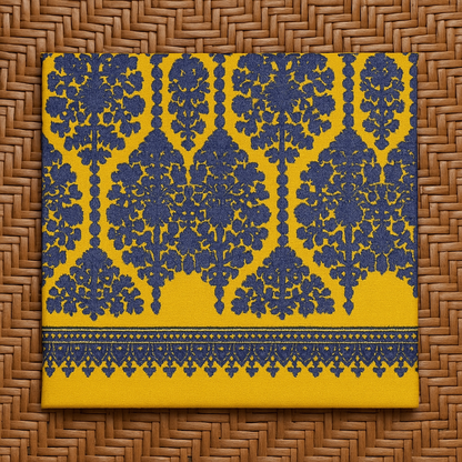 Mustard & Navy Blue Pashmina Aari Embroidered Shawl