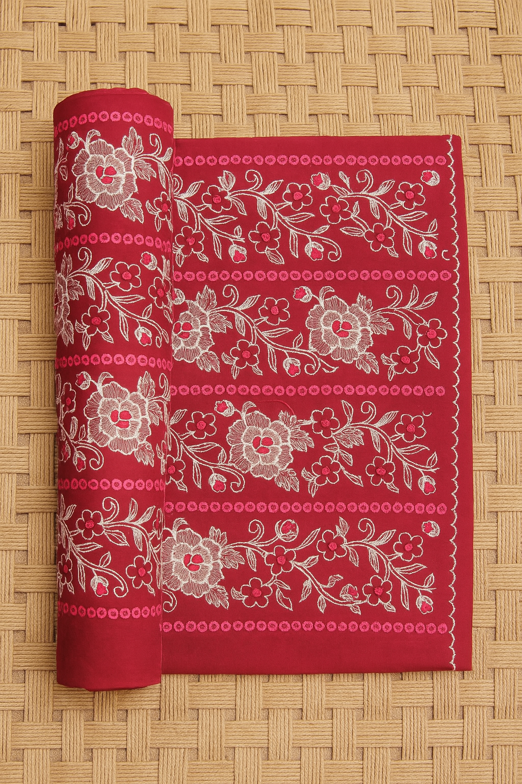 2-Piece Maroon Lawn Suit – Shirt & Trouser Fabric