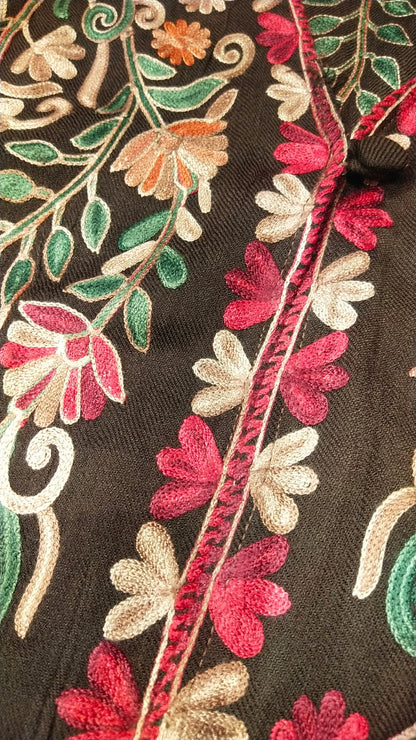 Kashmiri Embroidered Pashmina Kaftan – Chocolate Bloom