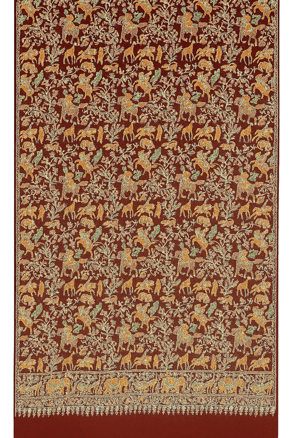 Maroon Pashmina Shawl with Royal Hunt Embroidery