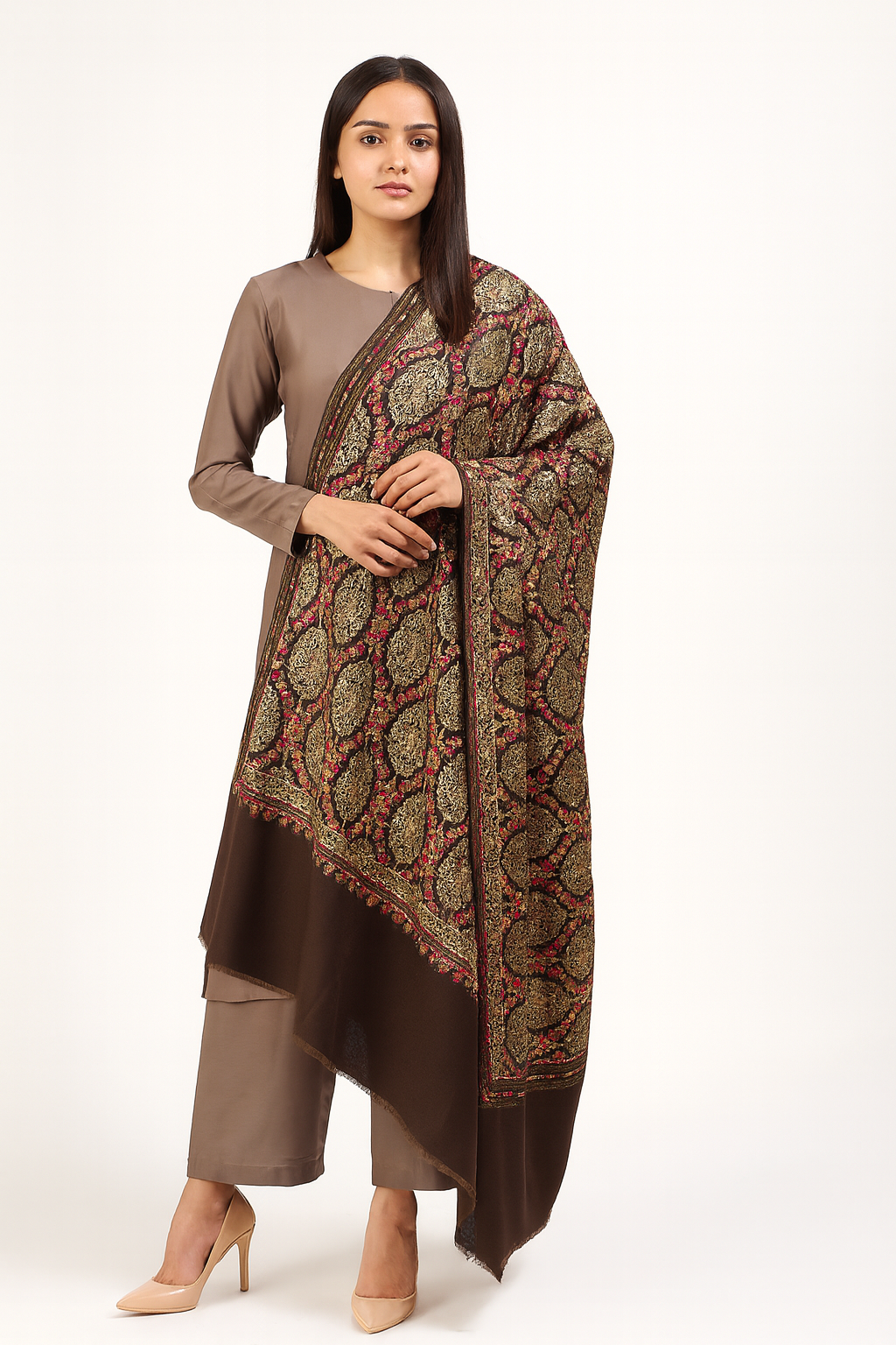 Luxury Pashmina Aari Embroidery Shawl
