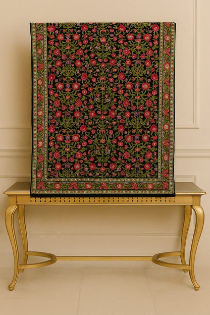 Velvet embroidered shawl