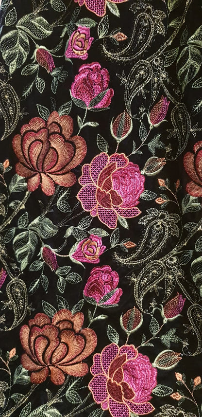 Velvet embroidered shawl