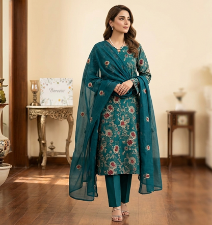 Deep Teal Floral Design