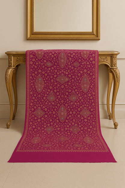 Magenta Pashmina Embroidered Shawl Luxury Kashmiri Craft