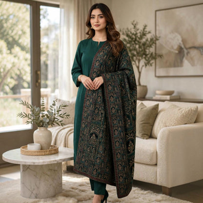 Regal Elegance in Emerald The Signature Velvet Shawl