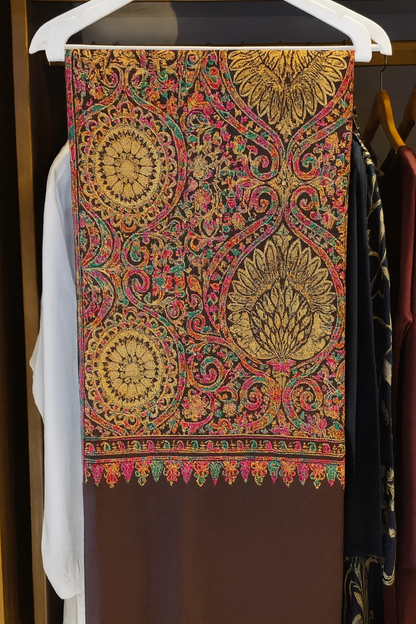 Luxury Multicolor Aari Embroidery Pashmina Shawl