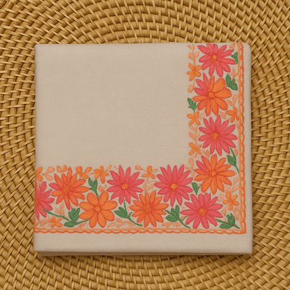 Luxury Pashmina Shawl  Four-Sided Floral Embroidery