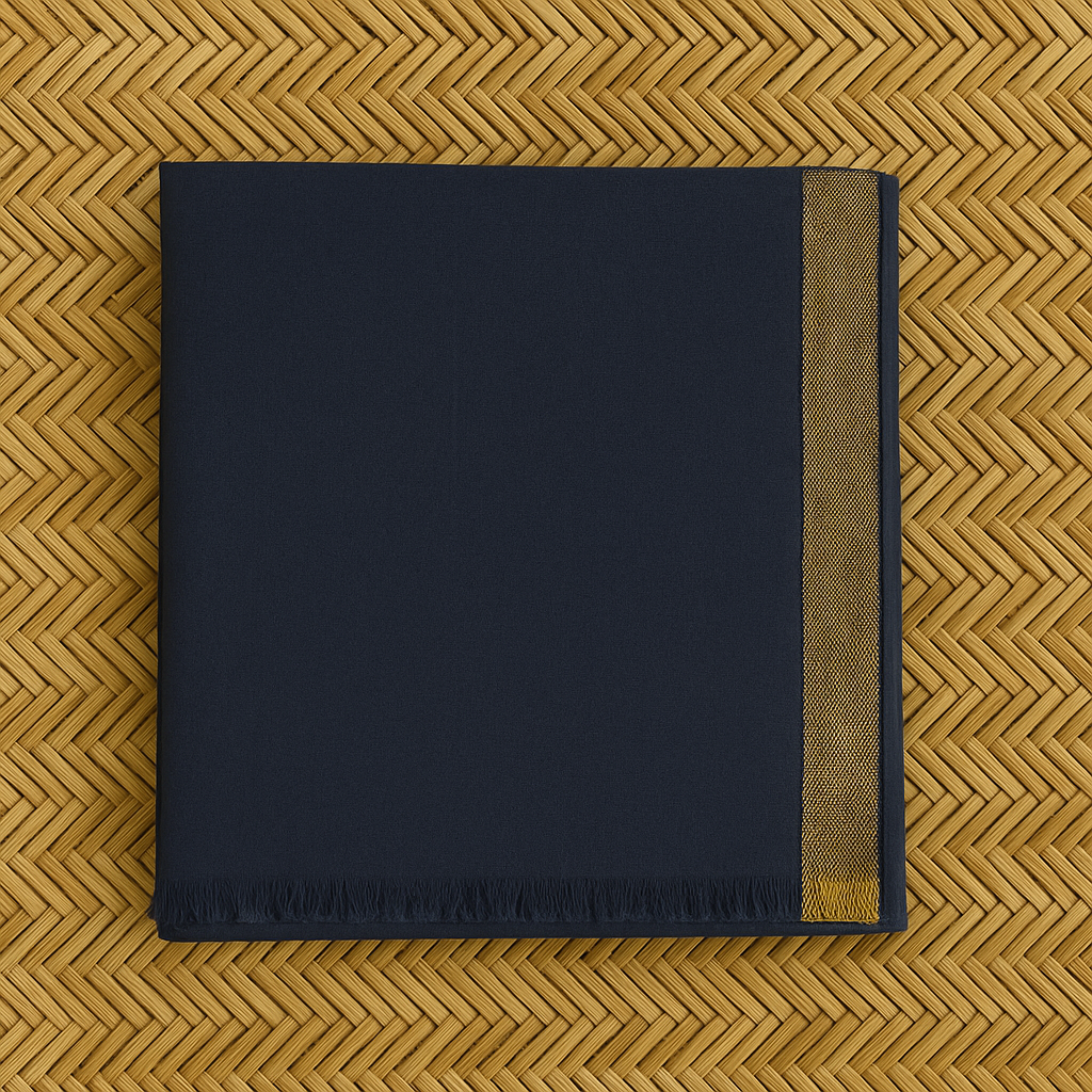 Zari border pashmina shawl navy blue