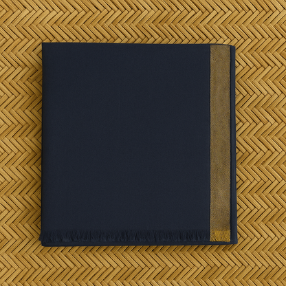 Zari border pashmina shawl navy blue