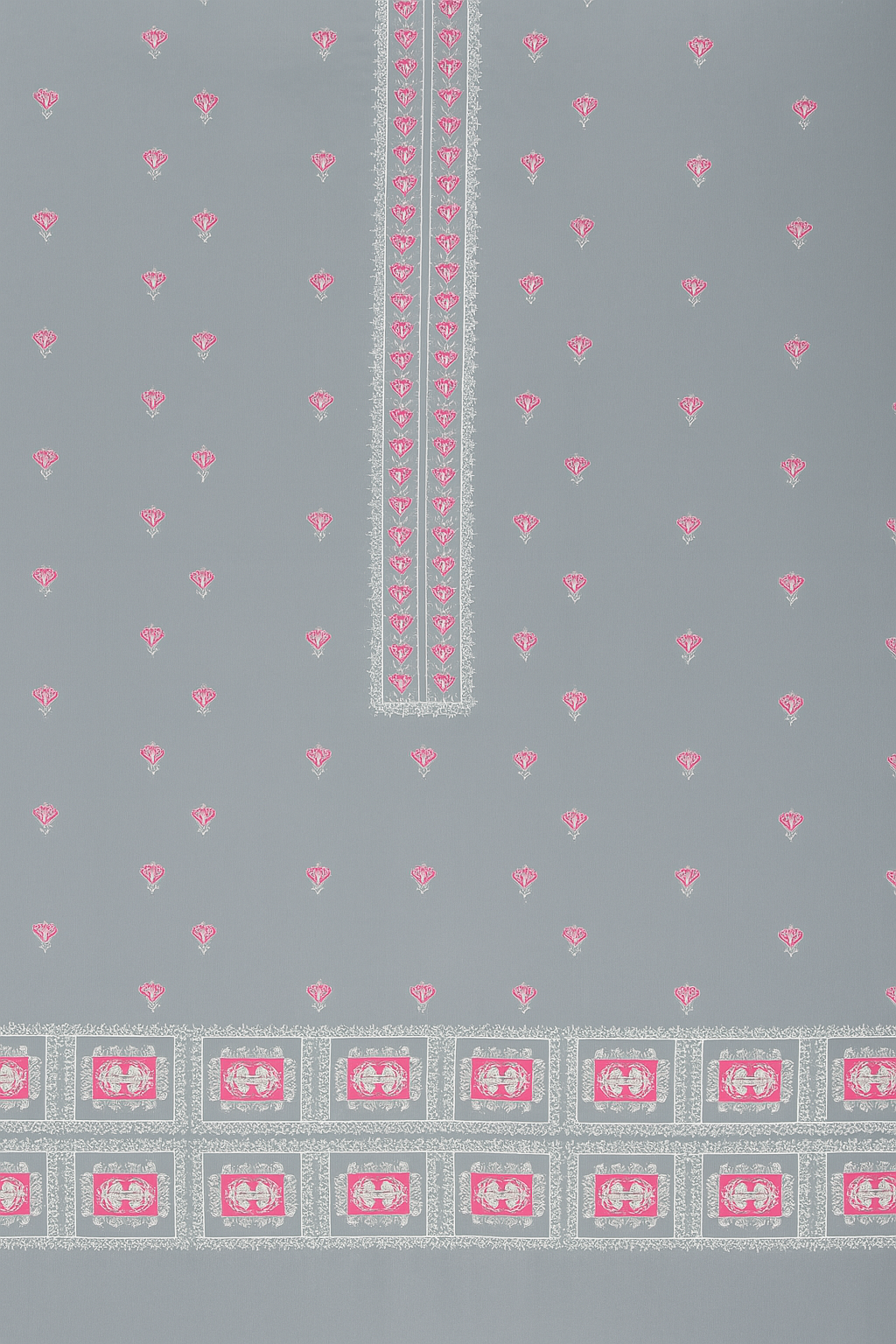 Powder Grey Pink Embroidered Lawn 2-Piece