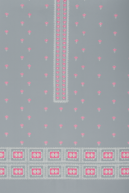 Powder Grey Pink Embroidered Lawn 2-Piece