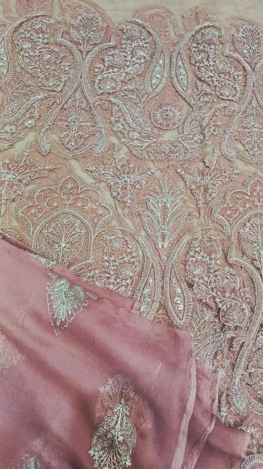 Dusty Pink Paisley Embroidered