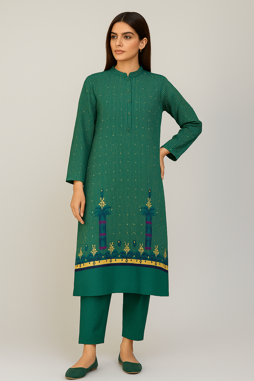 Ornamental border Karandi Shirt