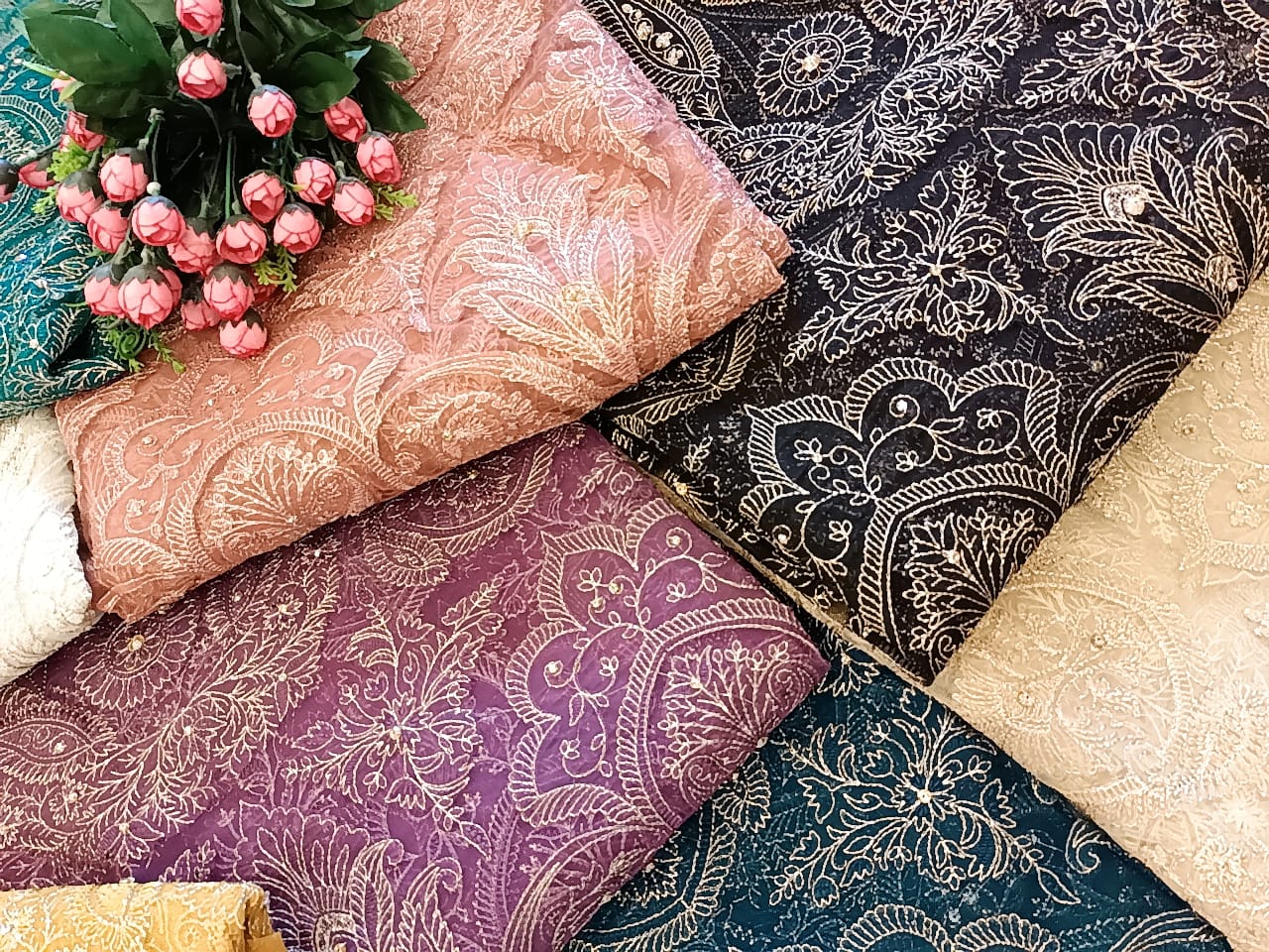 Elegant Bareeze Embroidered Net