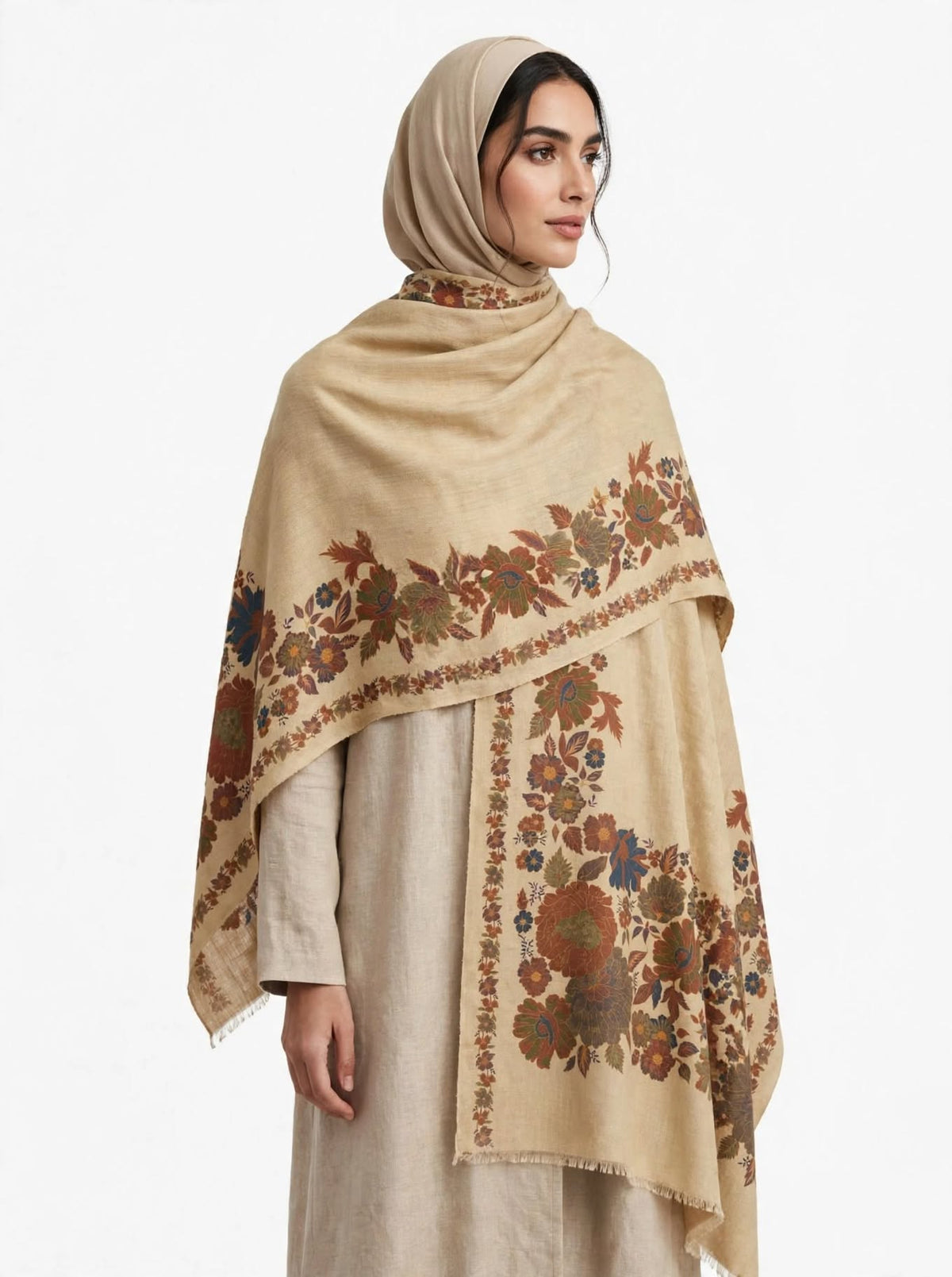 Elegant Floral Printed Pashmina Shawl
