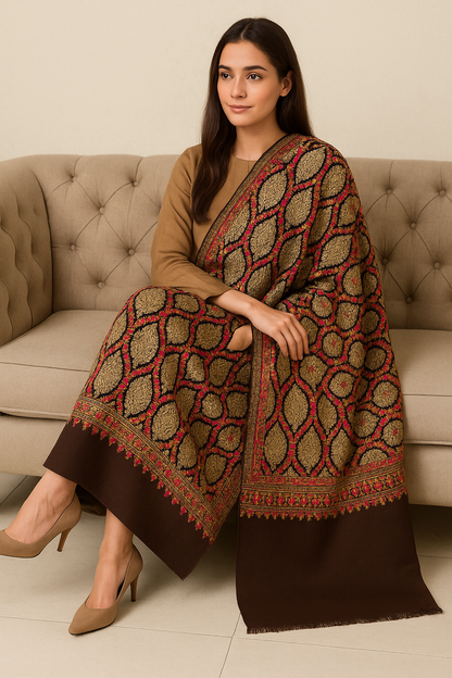Luxury Pashmina Aari Embroidery Shawl