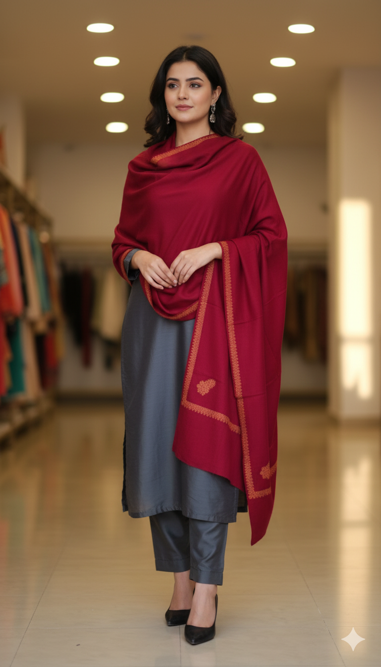 Deep maroon pashmina shawl