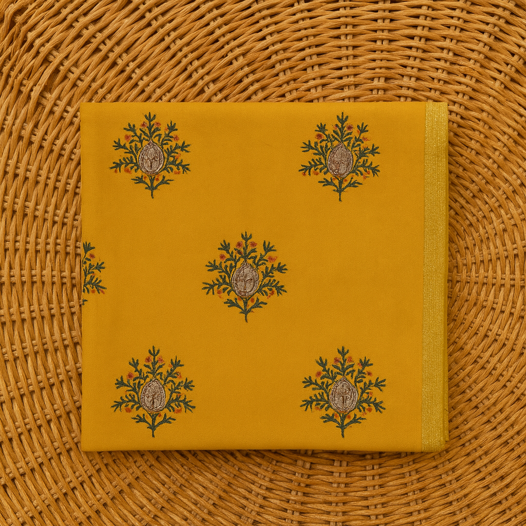 Mustard Yellow Embroidered Pashmina Shawl