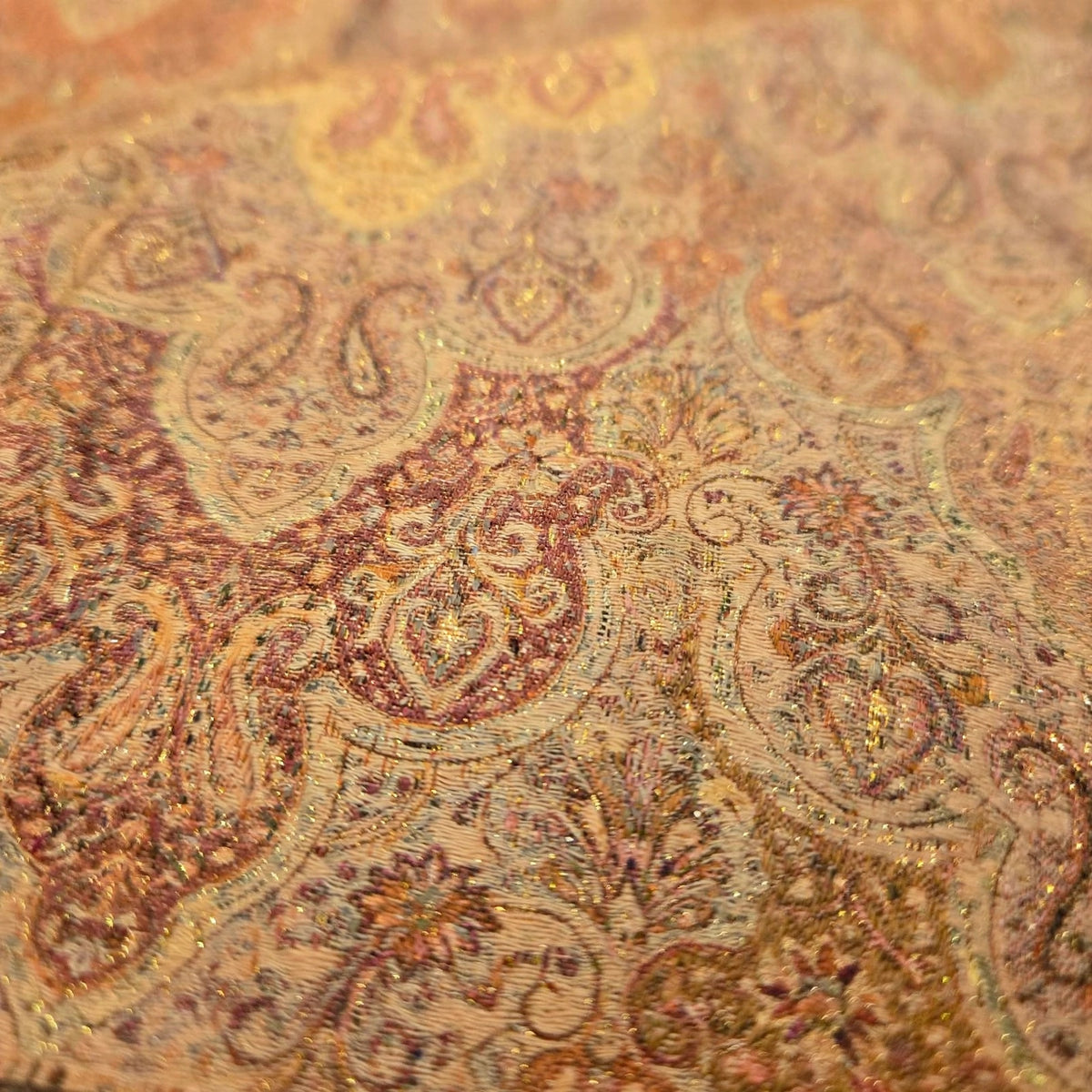 Reversible Kani Silk Zari Shawl - Beige Gold Paisley Pashmina Wrap