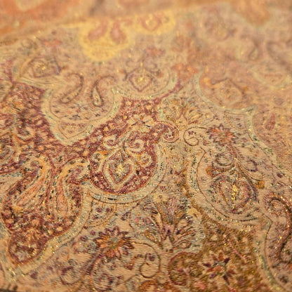 Reversible Kani Silk Zari Shawl - Beige Gold Paisley Pashmina Wrap