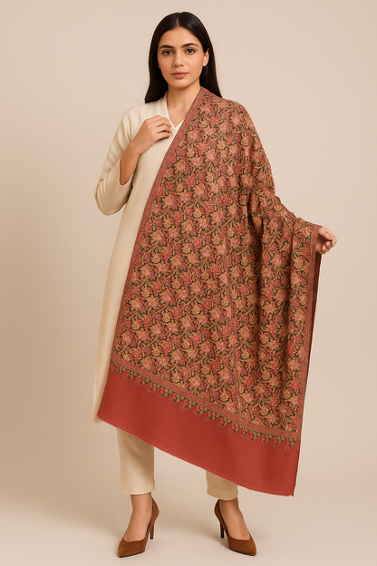 Handcrafted Floral Embroidered Pashmina Shawl